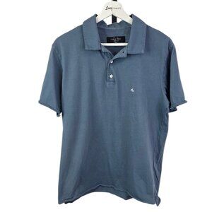 Rag & Bone Men's Rolled Hems 100% Organic Cotton Short Sleeve Polo, Blue, Sz M